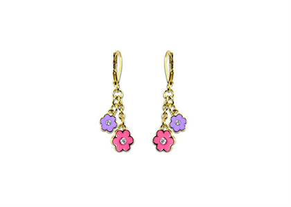 CZ Studded Flower Dangle Earrings